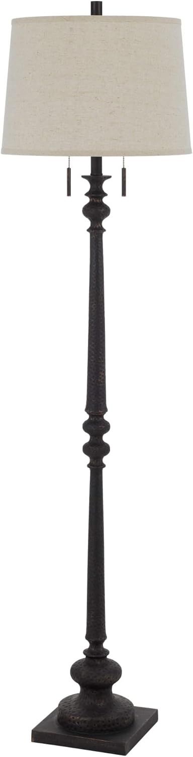 Rustic Iron Matte Finish 63" Slim Pole Floor Lamp with 3-Way Switch