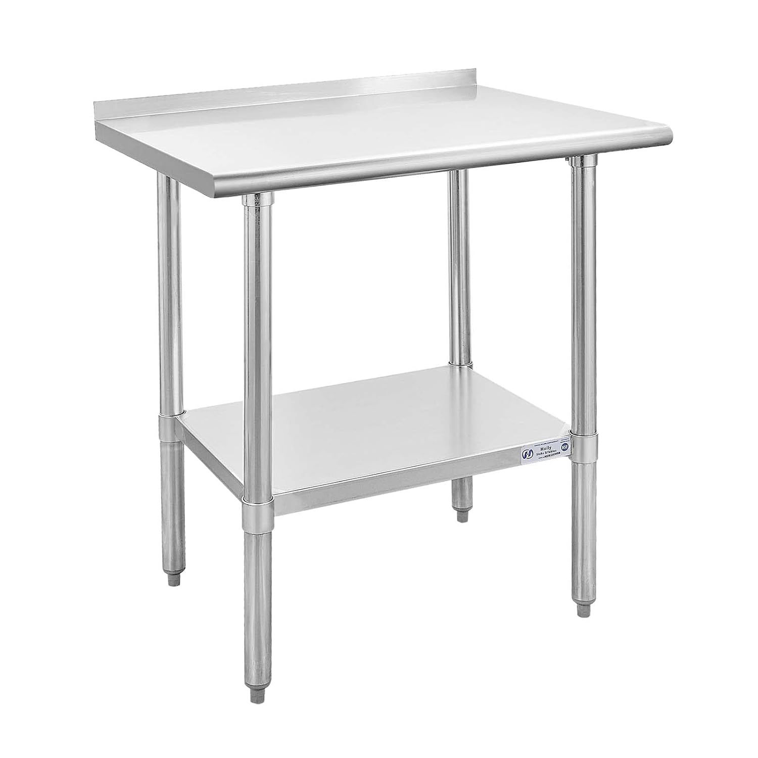 Hally 24 x 30 Inch Stainless Steel Prep Table with Undershelf and Backsplash