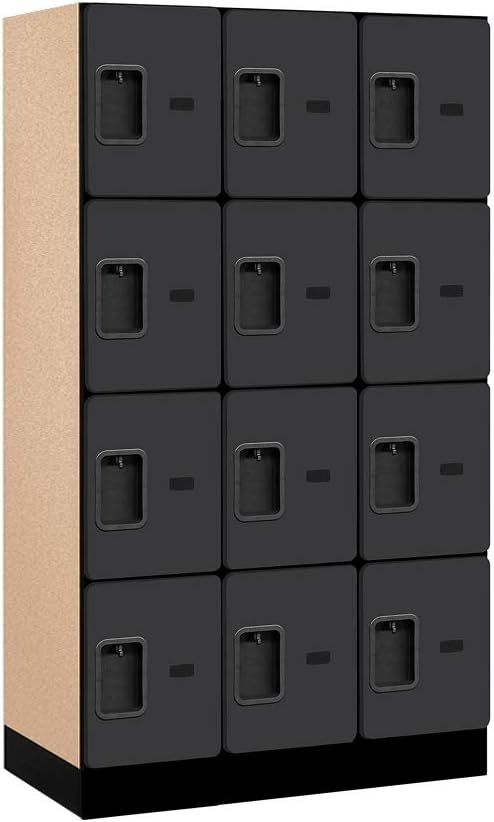 Black Four Tier Lockable Wood Locker Unit