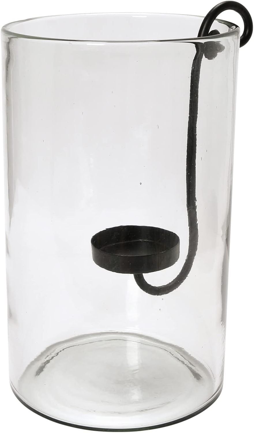 Farmhouse Glass Hurricane with Black Metal Holder