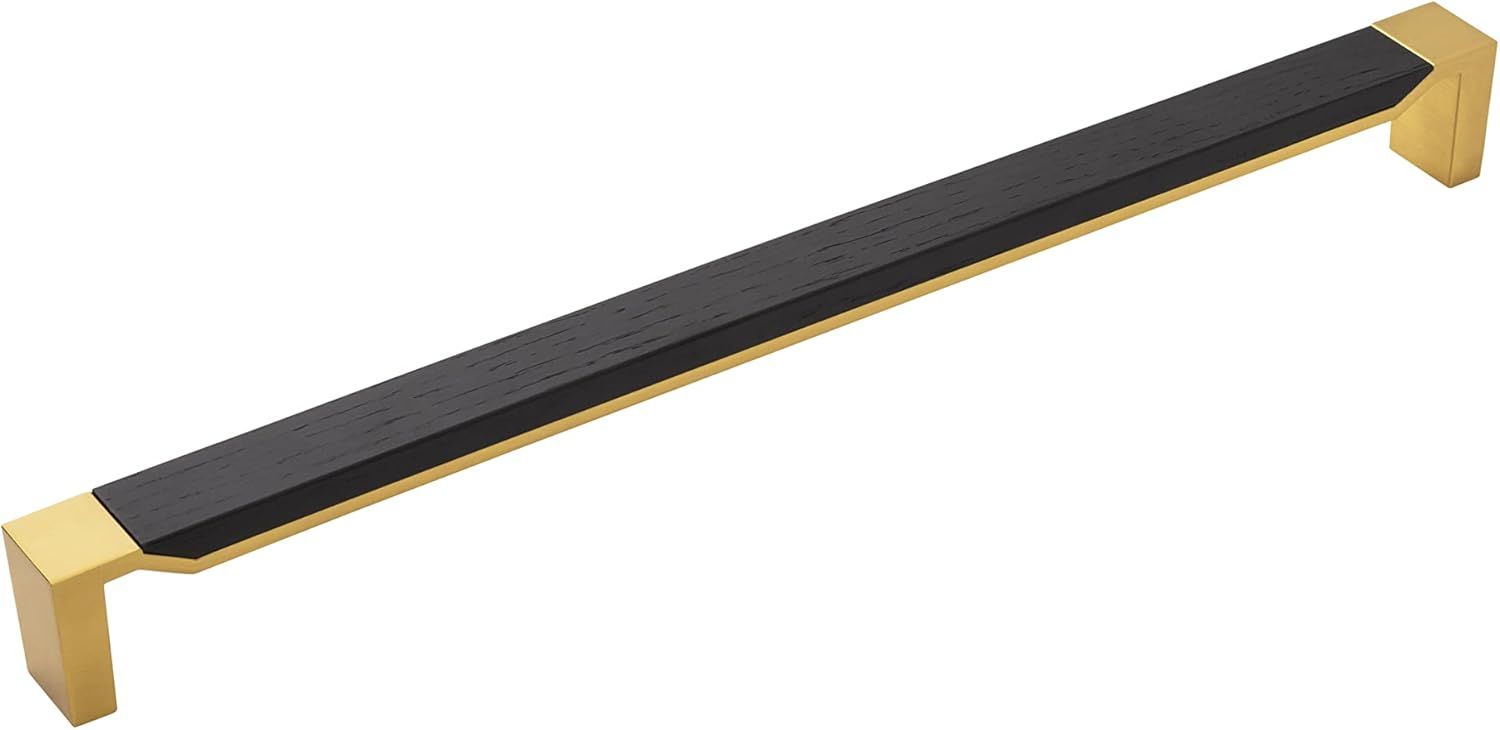 18 Inch Brushed Golden Brass and Black Wood Bar Pull