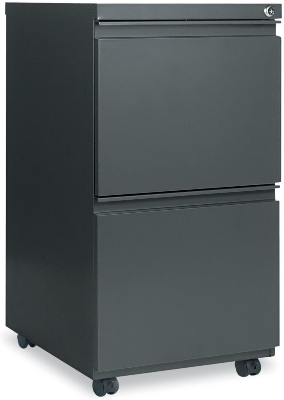 Charcoal Mobile 2-Drawer Lockable Steel Pedestal File Cabinet