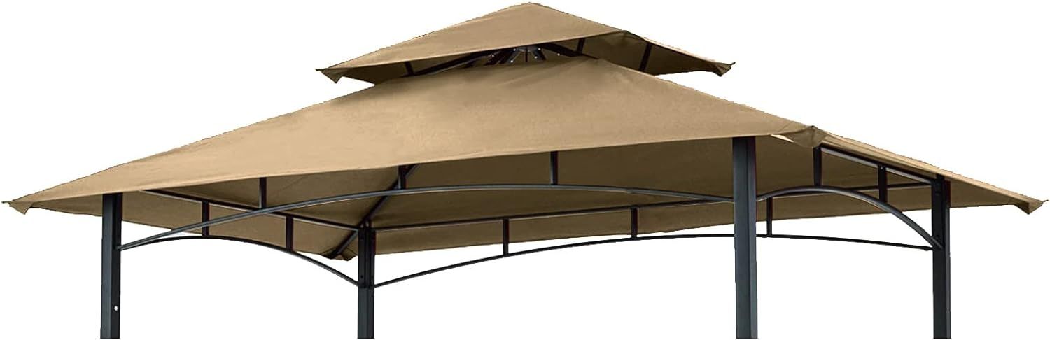 Khaki 5x8 Double Tiered Grill Gazebo Replacement Canopy