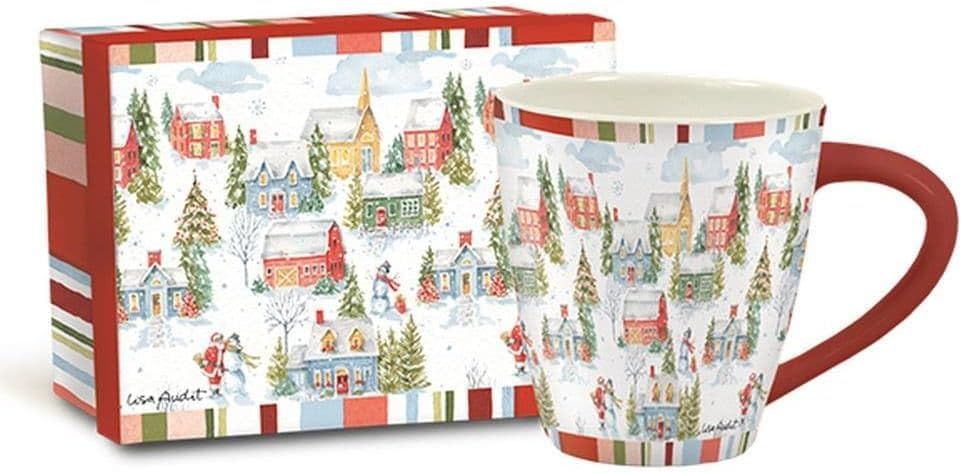 Extra Large White Ceramic Holiday Mug with Santa Design