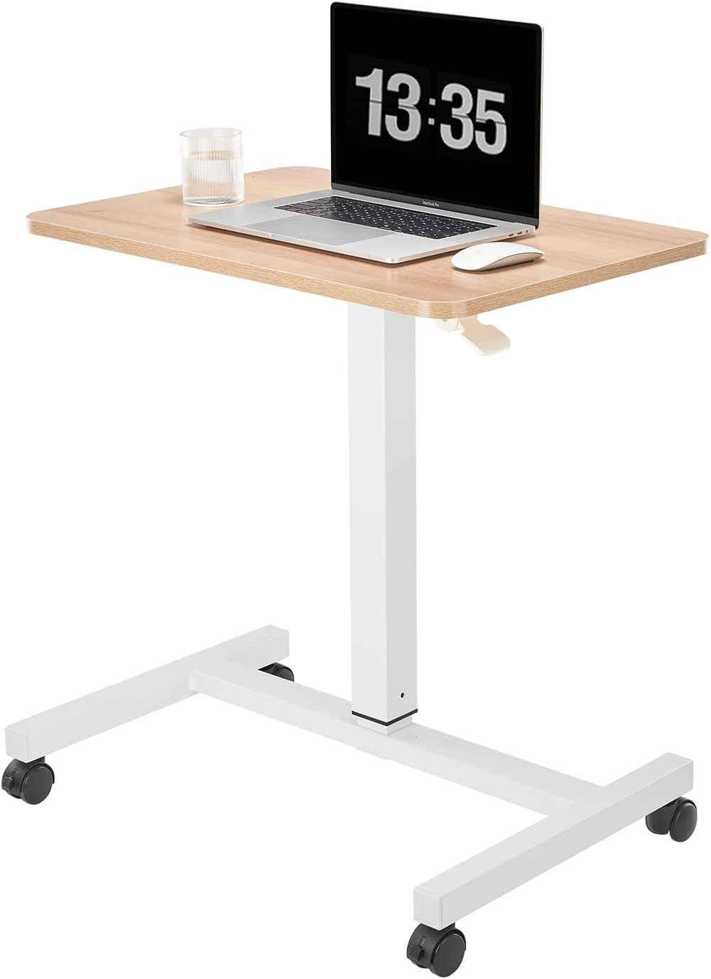 Adjustable Beige and White Laptop Standing Desk Cart