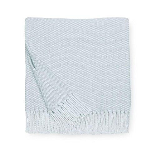 Seagreen Cotton Basket Weave Throw Blanket with Fringes