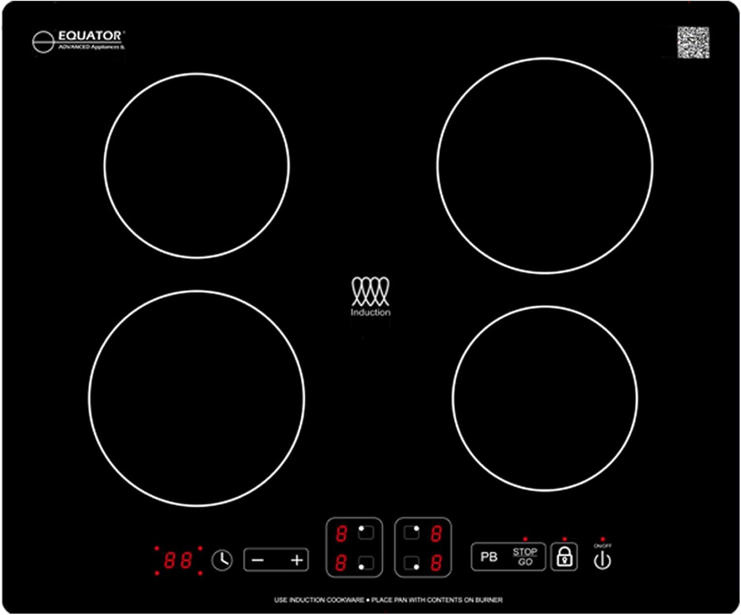 36" Black Ceramic 5-Burner Induction Cooktop with Touch Control