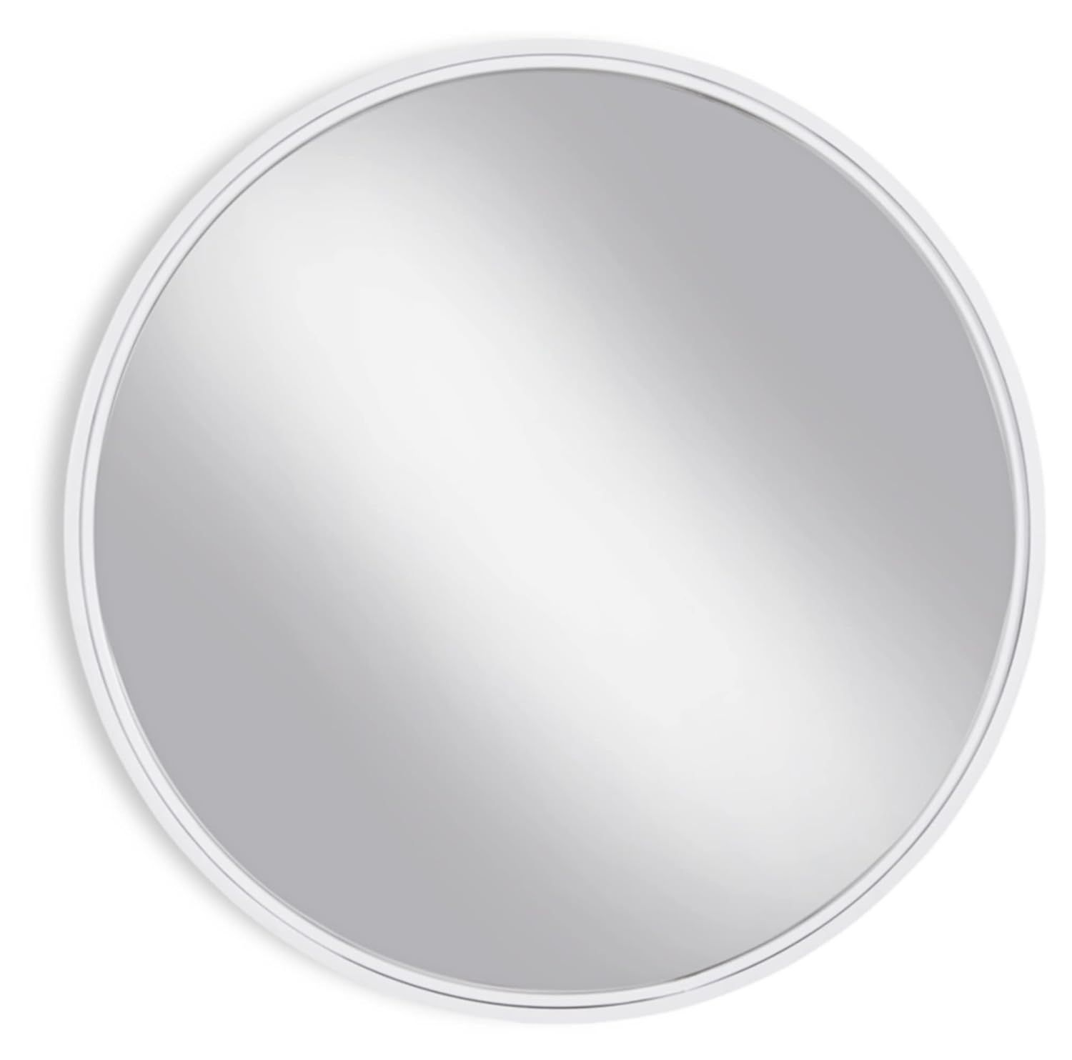 32" White Round Contemporary Metal Wall Mirror