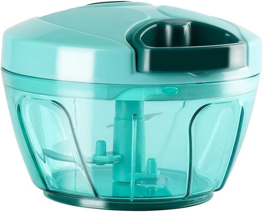 Blue BPA-Free Manual Food Chopper with Stainless Steel Blades