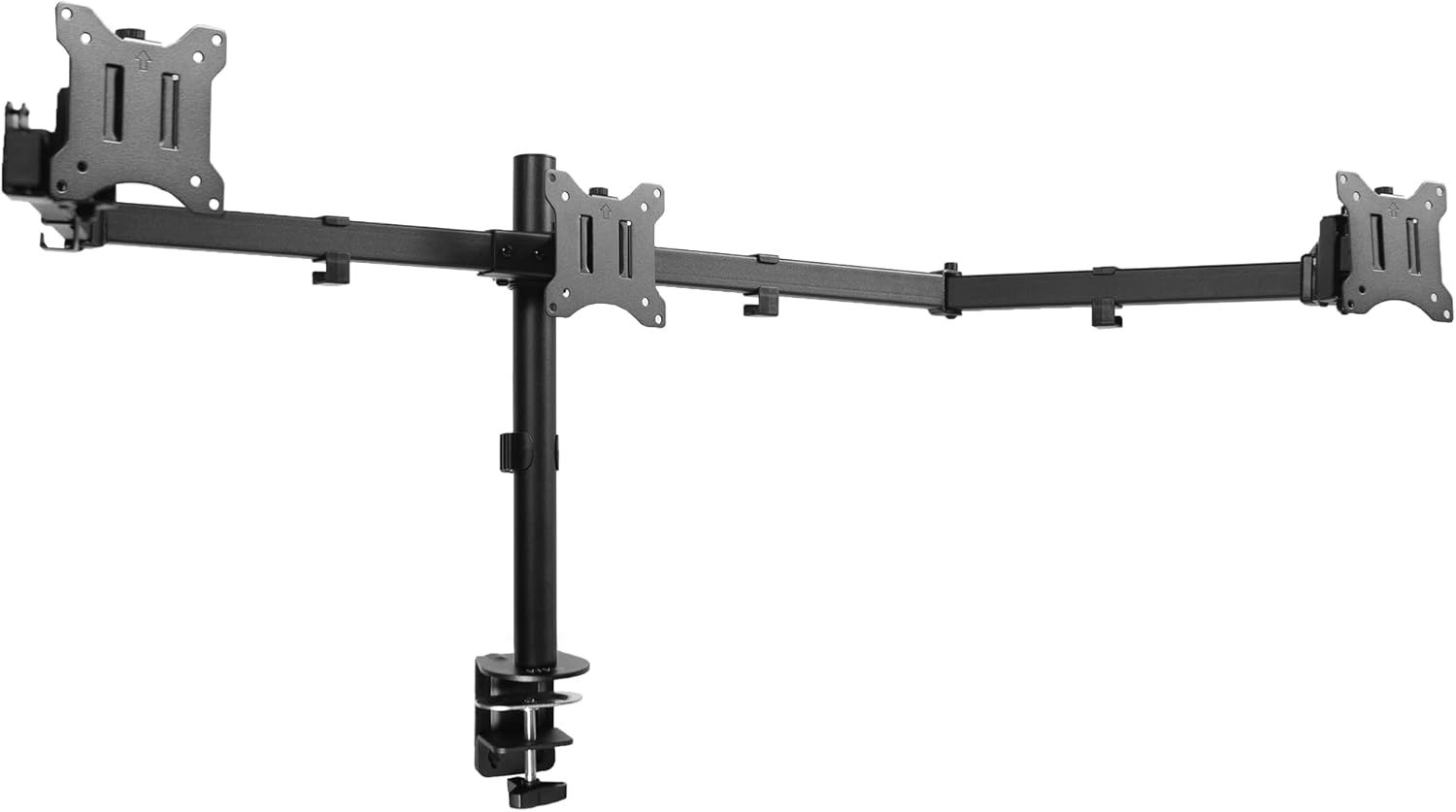 Black Steel Triple Monitor Desk Mount for 21.5 to 27 Inch Screens