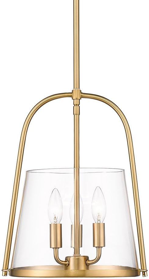 Modern Gold Steel and Glass 3-Light Pendant