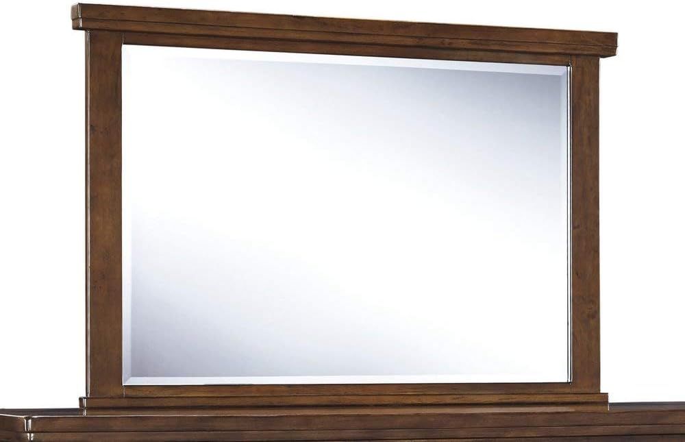 Transitional 46'' Acacia Wood Rectangular Bedroom Mirror in Medium Brown