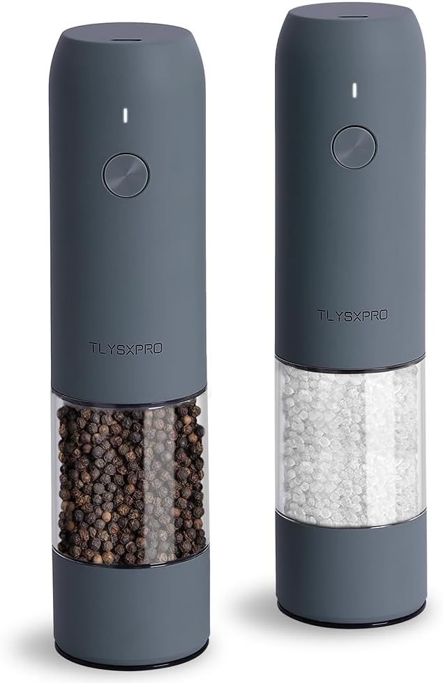 Blue-Grey Electric Automatic Pepper Grinder Set with LED Light