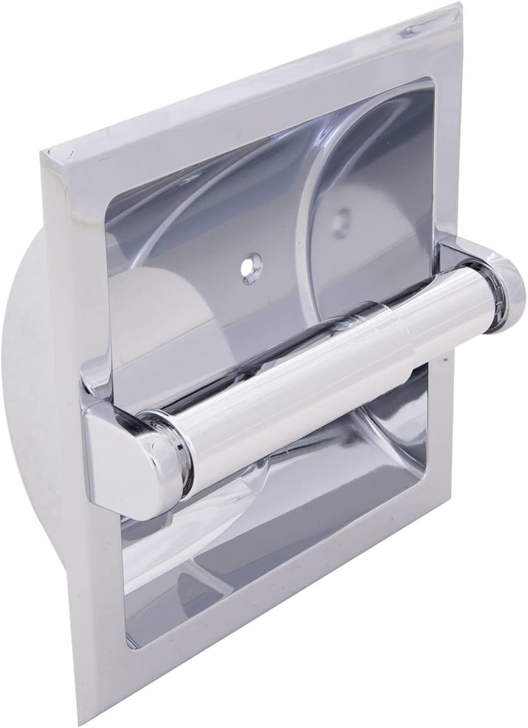 Polished Chrome Recessed Toilet Paper Holder with Plastic Bar