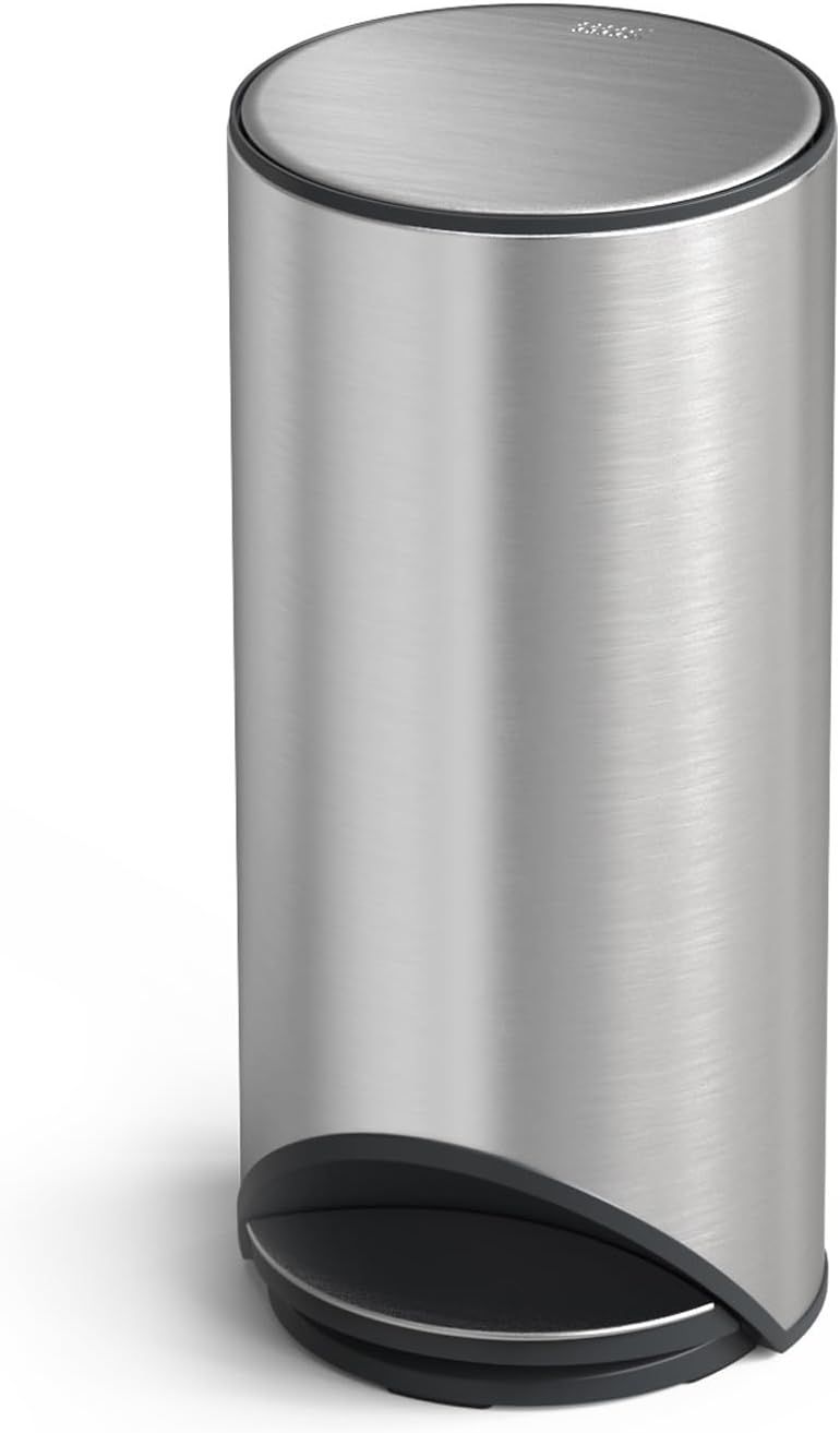 Slimline Stainless Steel 30L Pedal Trash Can with Soft-Close Lid