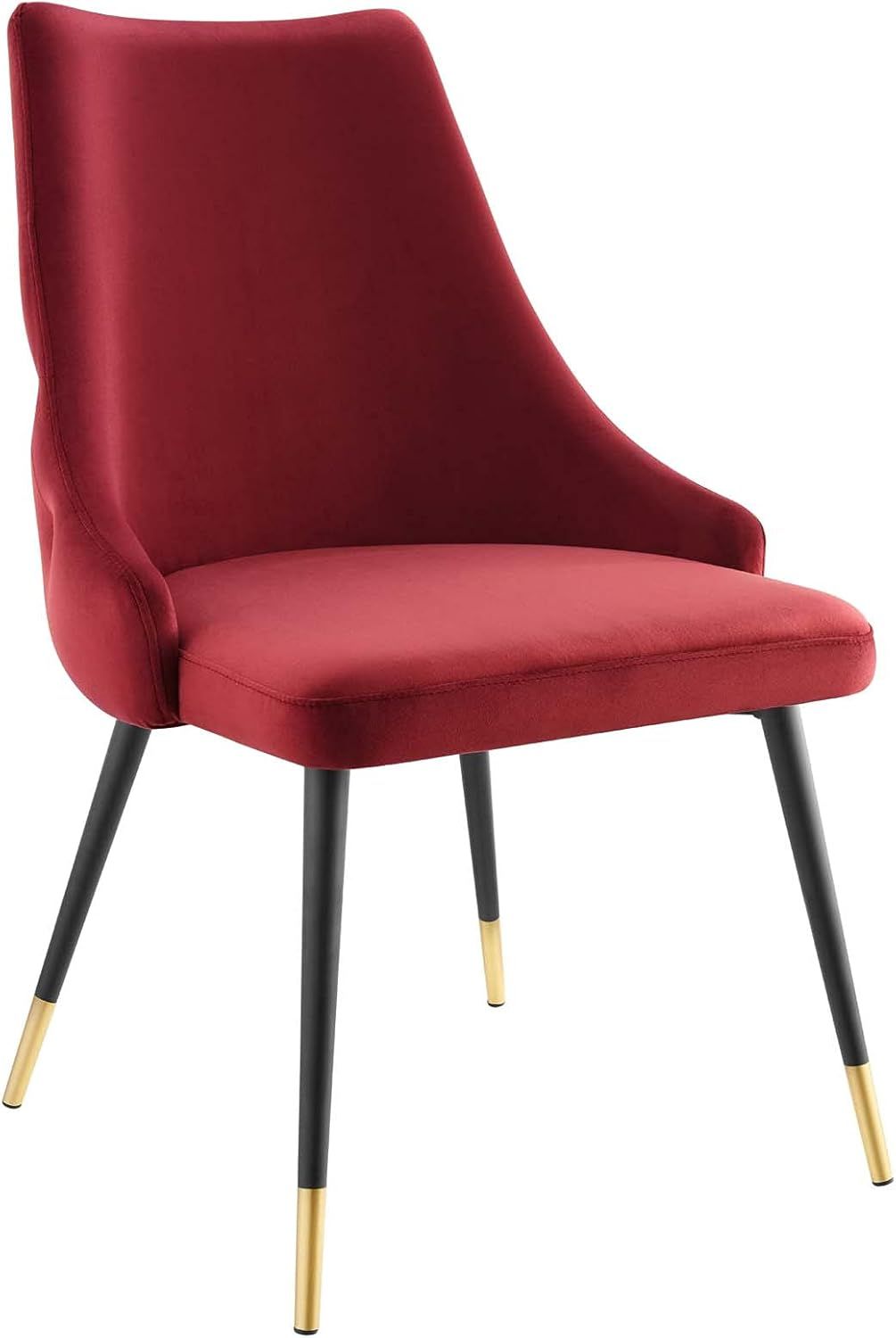 Maroon Velvet Upholstered Side Chair with Metal Legs