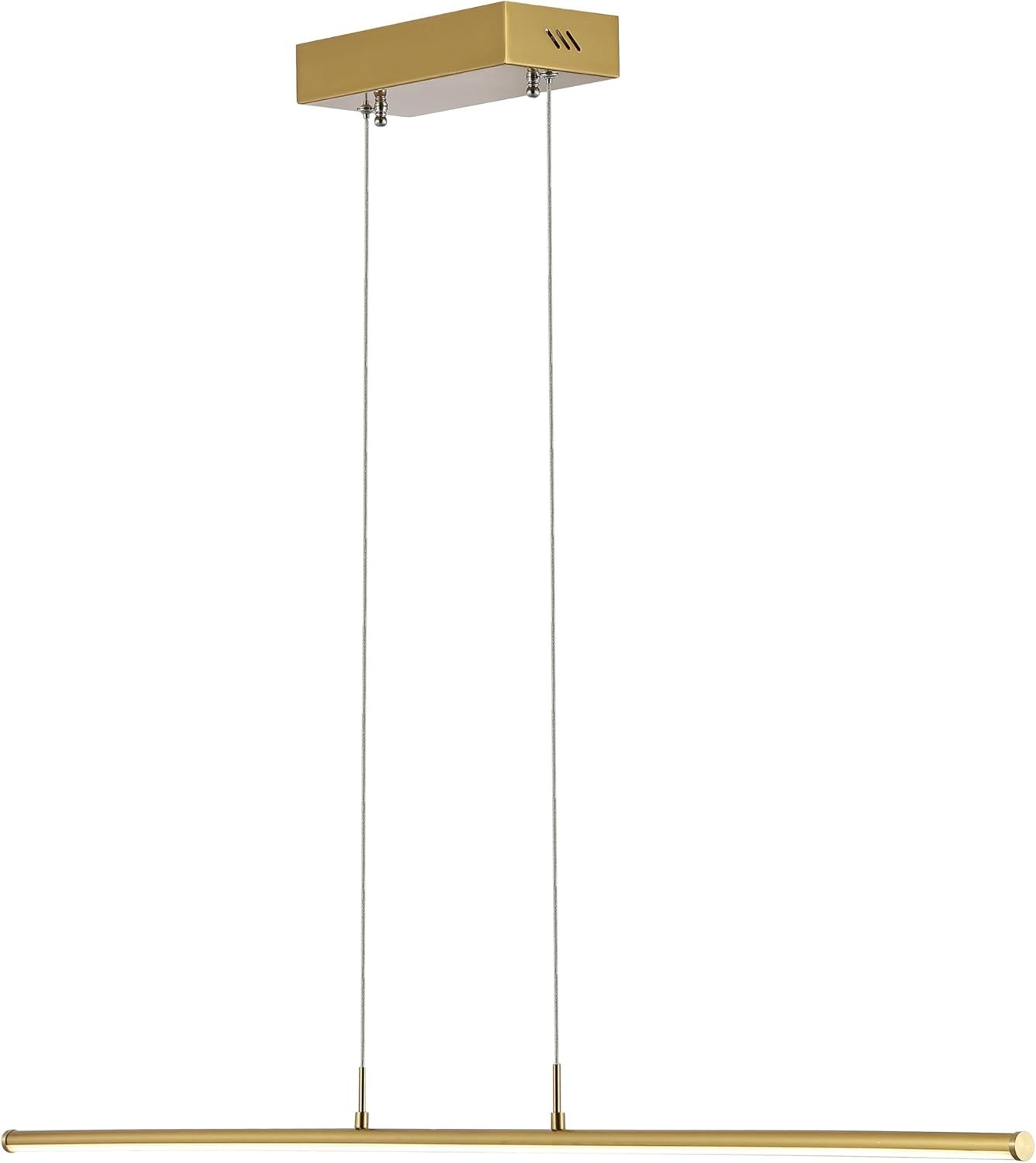 Brass Gold Linear LED Pendant Lamp for Bedroom and Common Areas