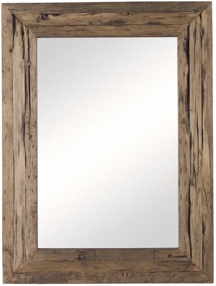 Rustic Brown Reclaimed Wood Rectangular Wall Mirror