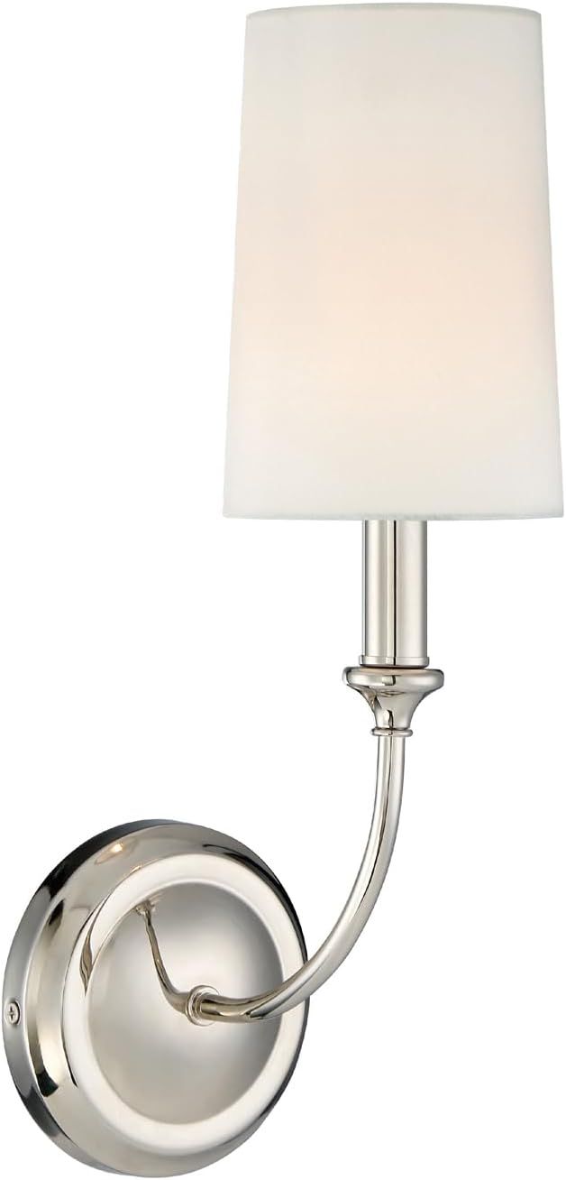 Sylvan Polished Nickel Dimmable Sconce with White Silk Shade