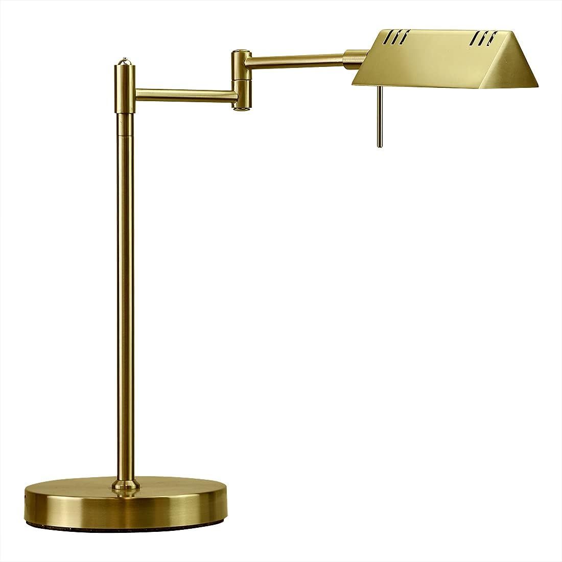 Gold Adjustable Pharmacy Swing Arm Desk Lamp with LED