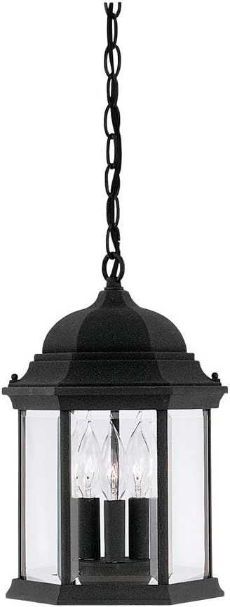 Devonshire Black Aluminum 15" Outdoor Hanging Lantern with Clear Glass