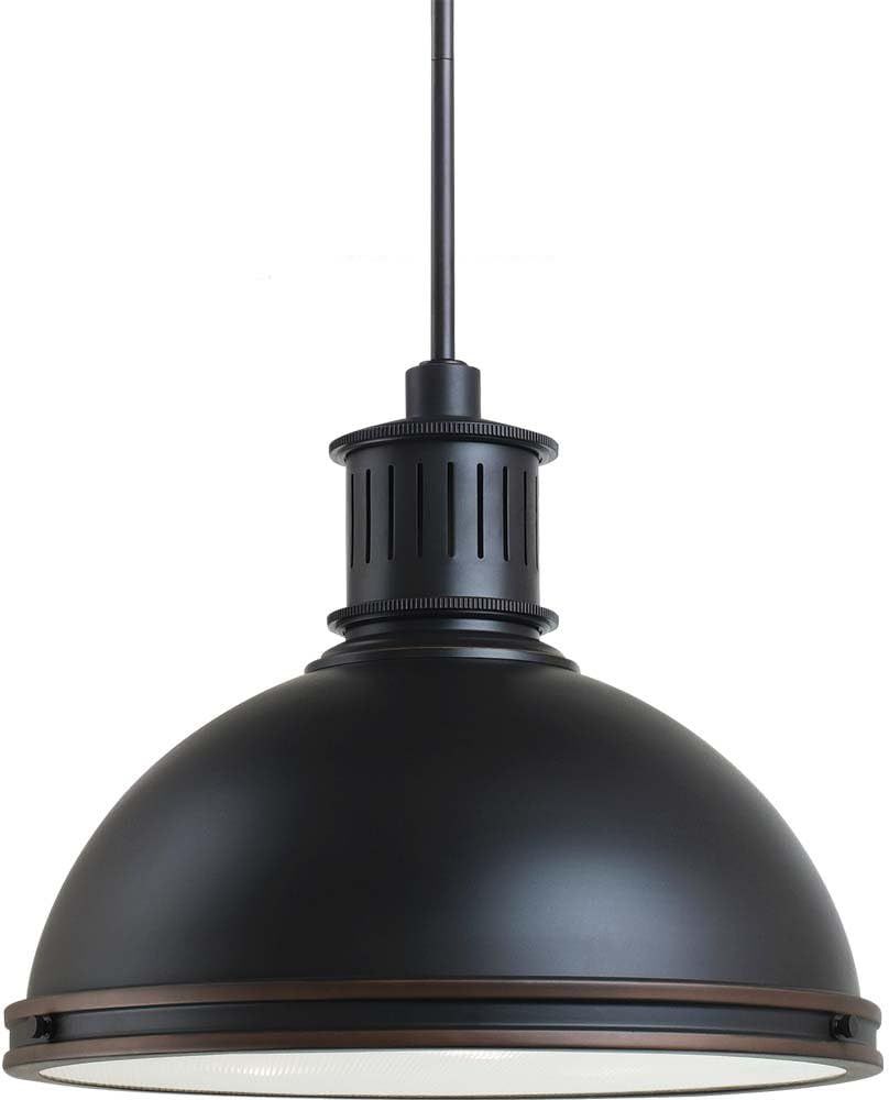 Autumn Bronze Industrial Bowl Pendant with Clear Textured Glass Shade