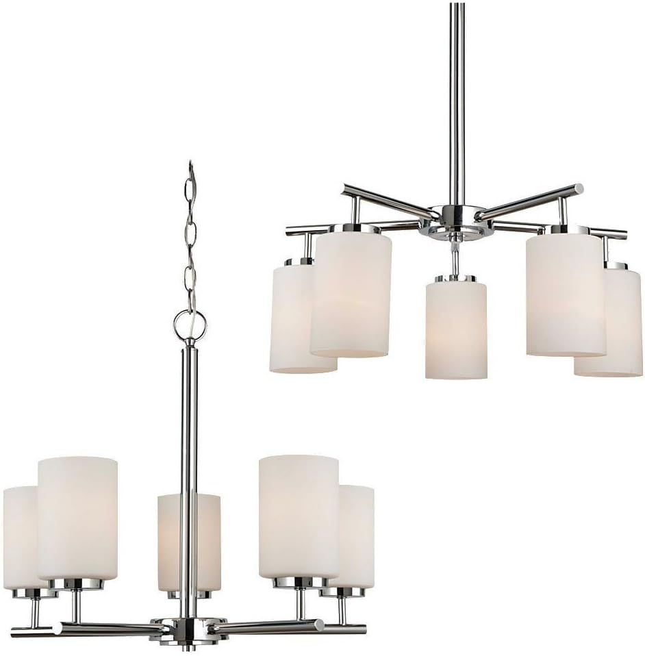 Oslo Chrome 5-Light Chandelier with Opal Etched Glass Shades