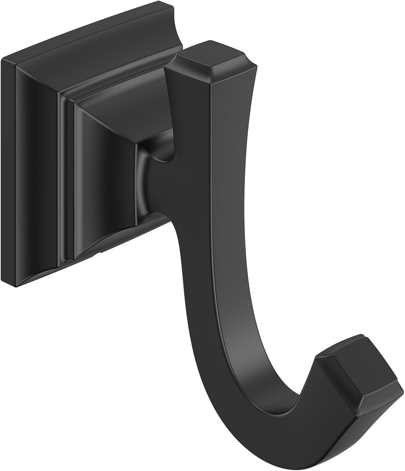 Matte Black Metal Double Robe Hook with Crown Molding Design