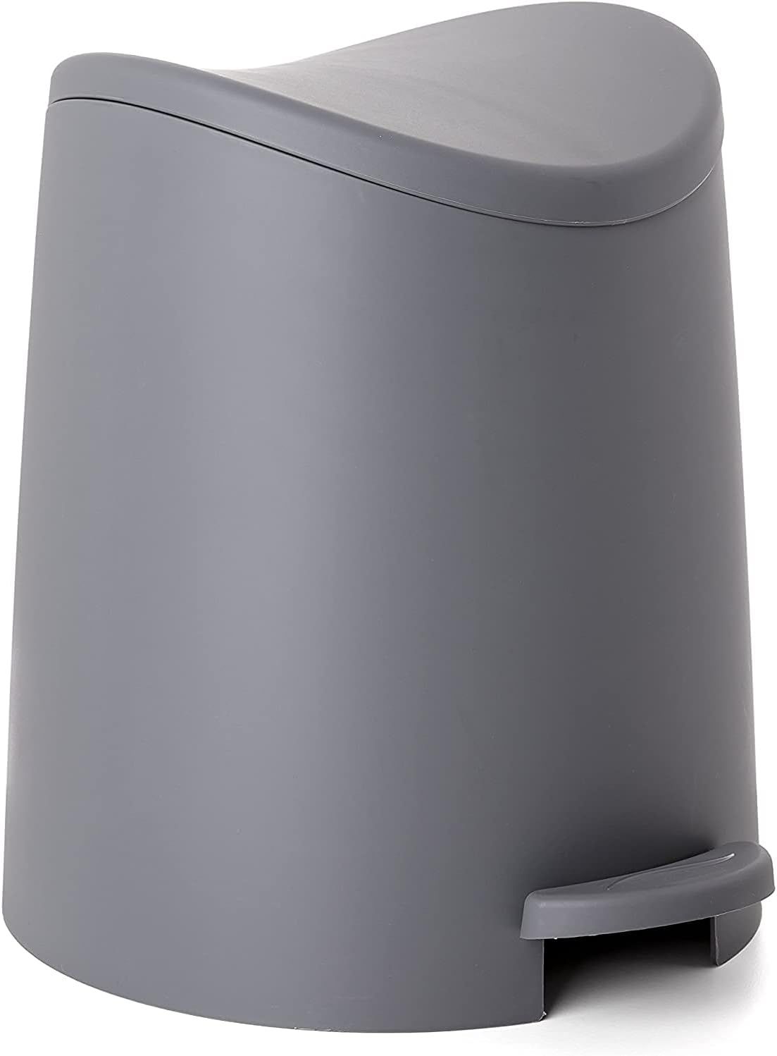 Gray Plastic Mini Bathroom Trash Can with Pedal