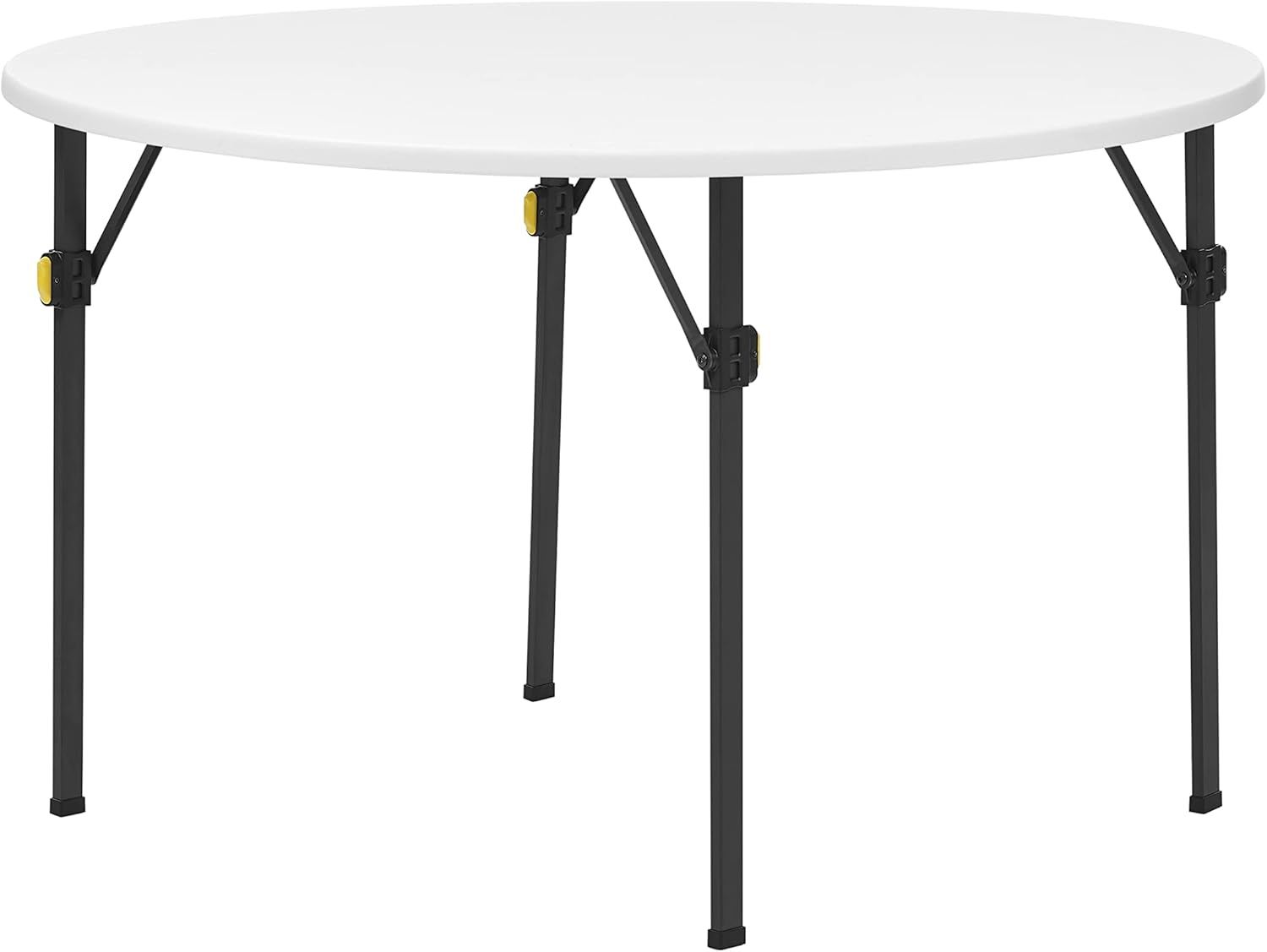 White 4ft Round Bi-Fold Folding Table with Steel Legs