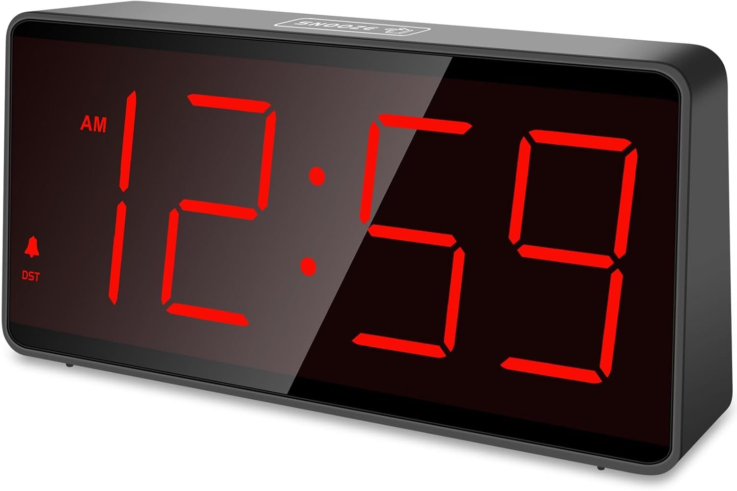 Black Rectangular Digital Alarm Clock with Red Digits