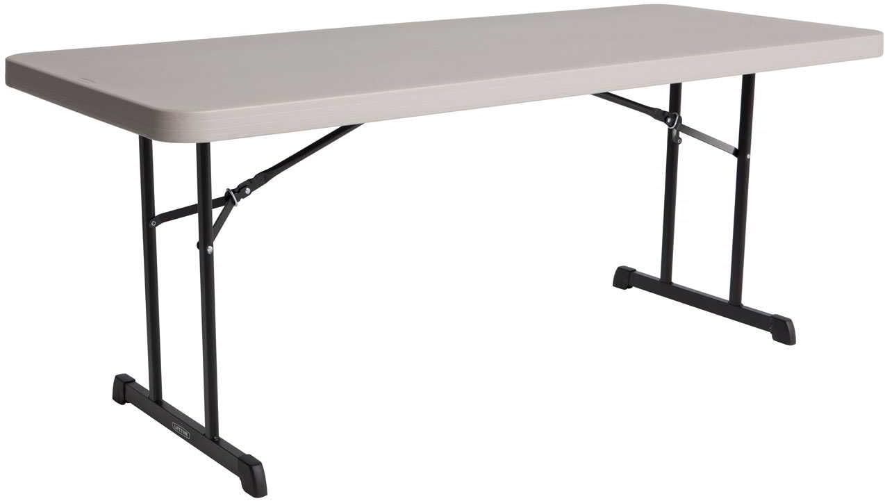 Putty 6-Foot Folding Table with Black Metal Legs