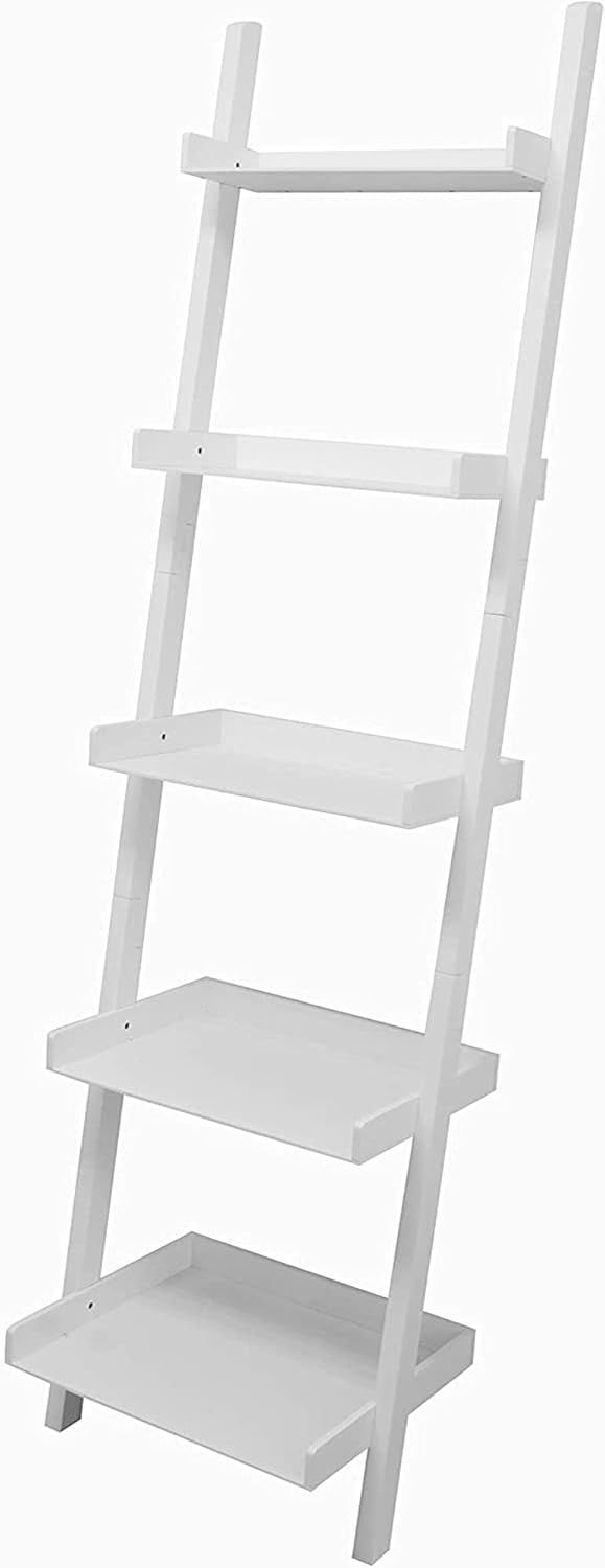 Hadfield 5-Tier White Ladder-Style Leaning Wall Shelf