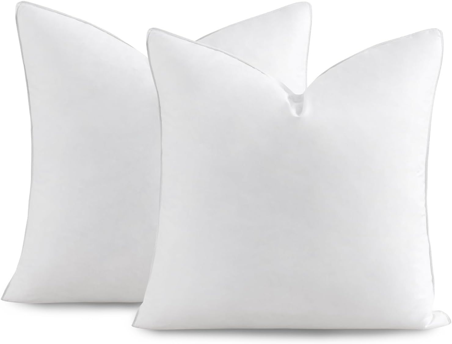 White 20" x 20" Down Feather Pillow Inserts, Set of 2