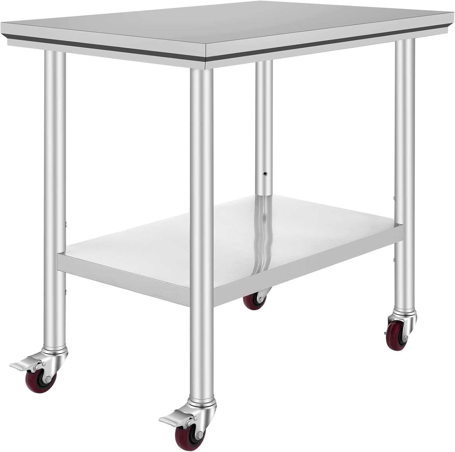 36x24 Inch Stainless Steel Work Table with Wheels