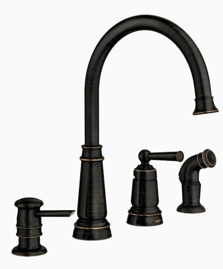 Mediterranean Bronze High Arc Kitchen Faucet with Side Spray