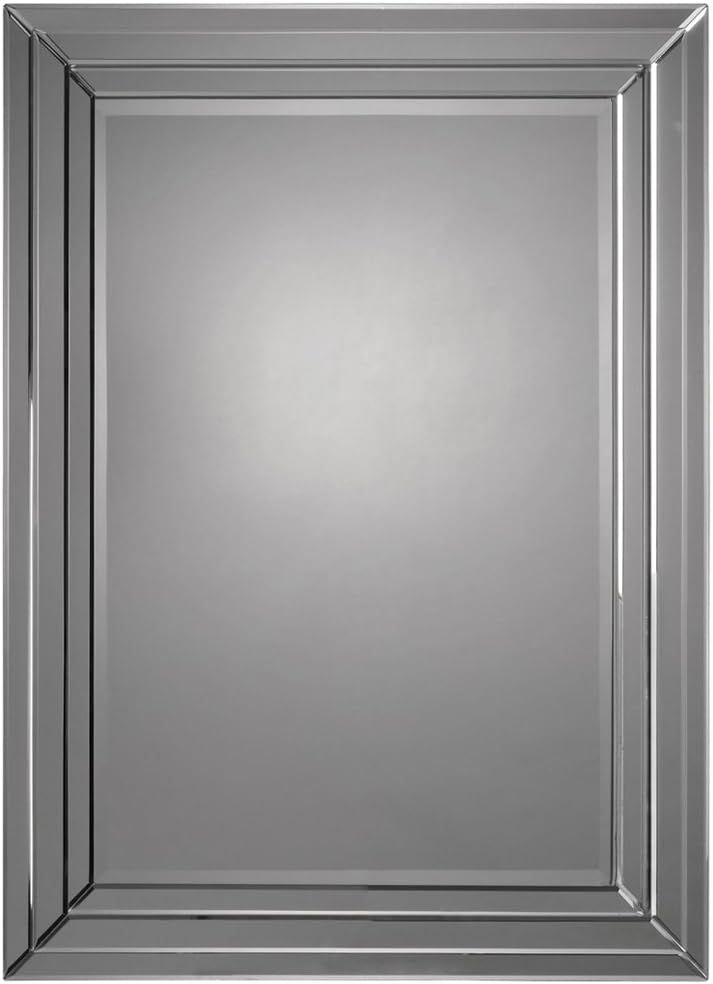 Large Silver Rectangular Frameless Vanity Mirror