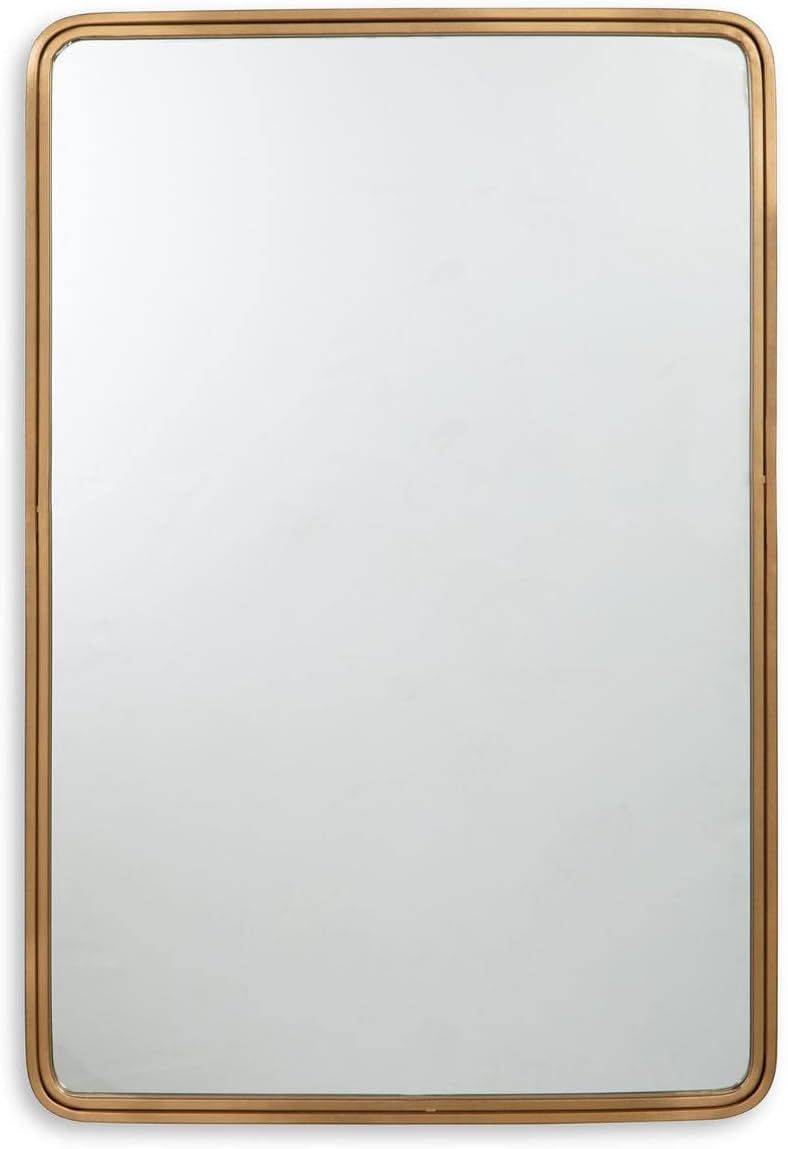 Contemporary Gold Rectangular Bathroom Wall Mirror