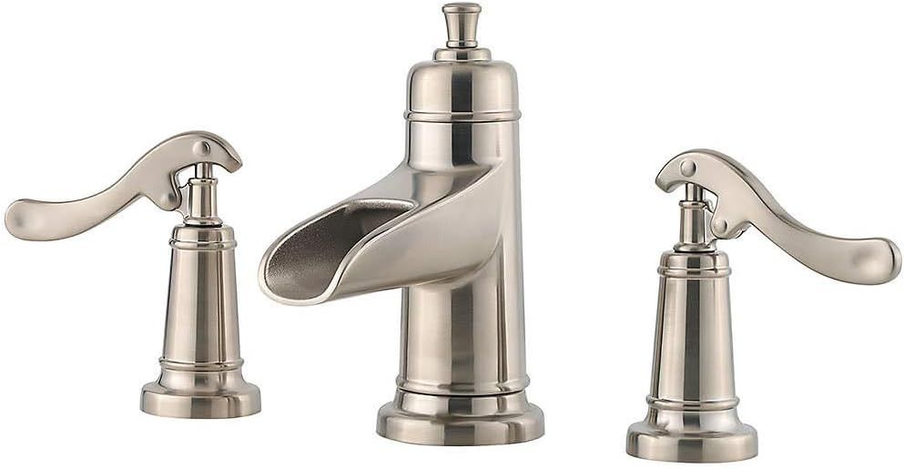 Ashfield Brushed Nickel 8" Widespread Double Handle Bathroom Faucet