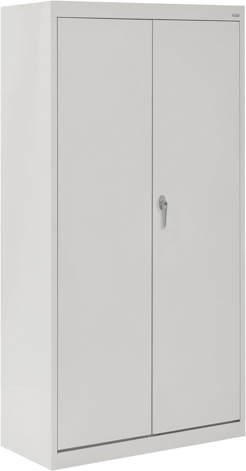 Dove Gray Lockable Steel Janitorial Cabinet with Spill Containment