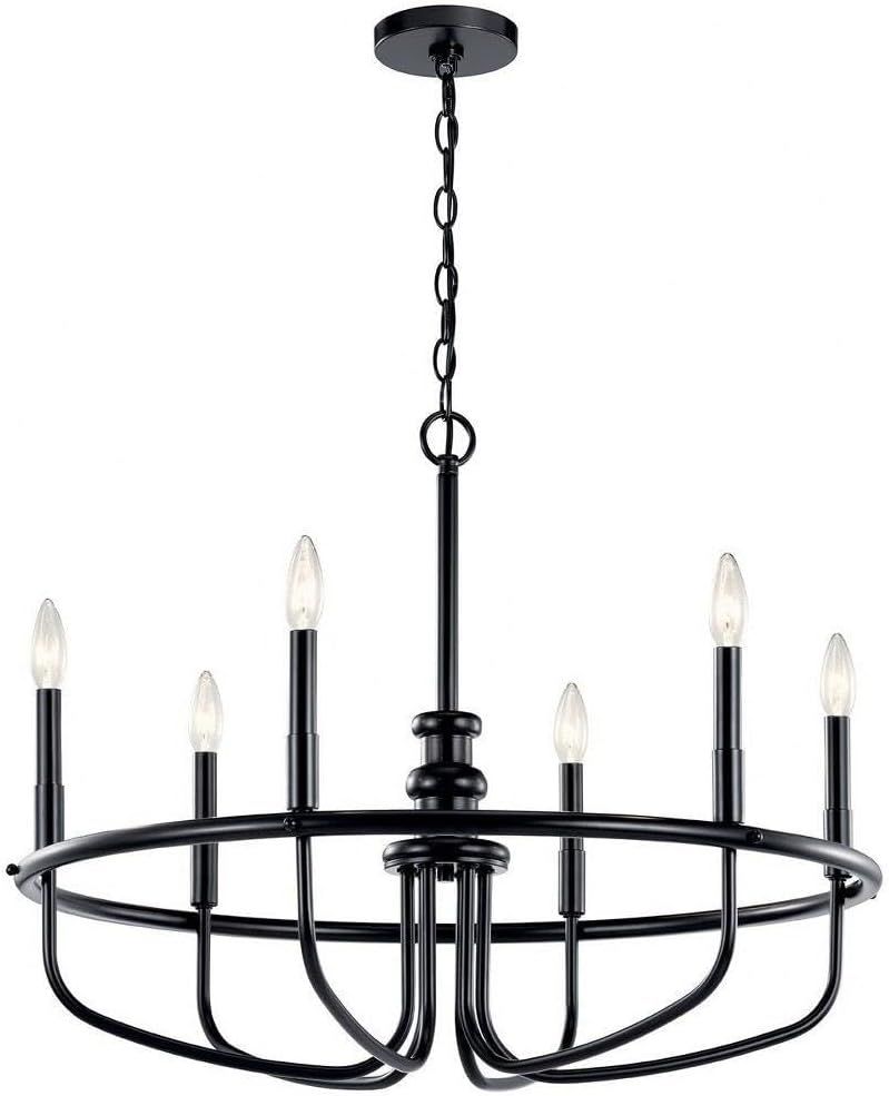 Capitol Hill Modern Black 6-Light Chandelier with Candle Sleeves