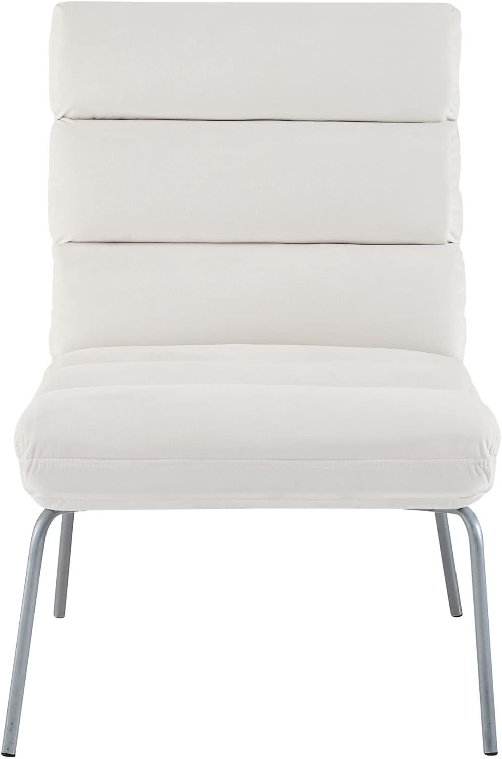 White Velvet Modern Armless Accent Chair