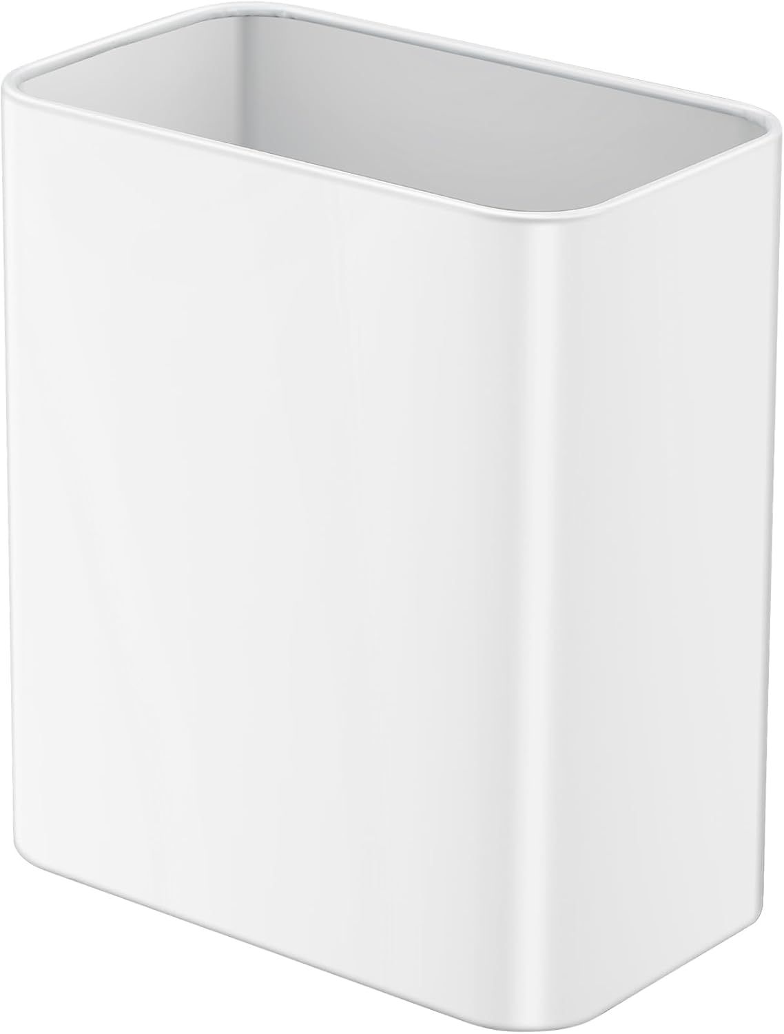 White Stainless Steel Slim 2.1 Gallon Trash Can