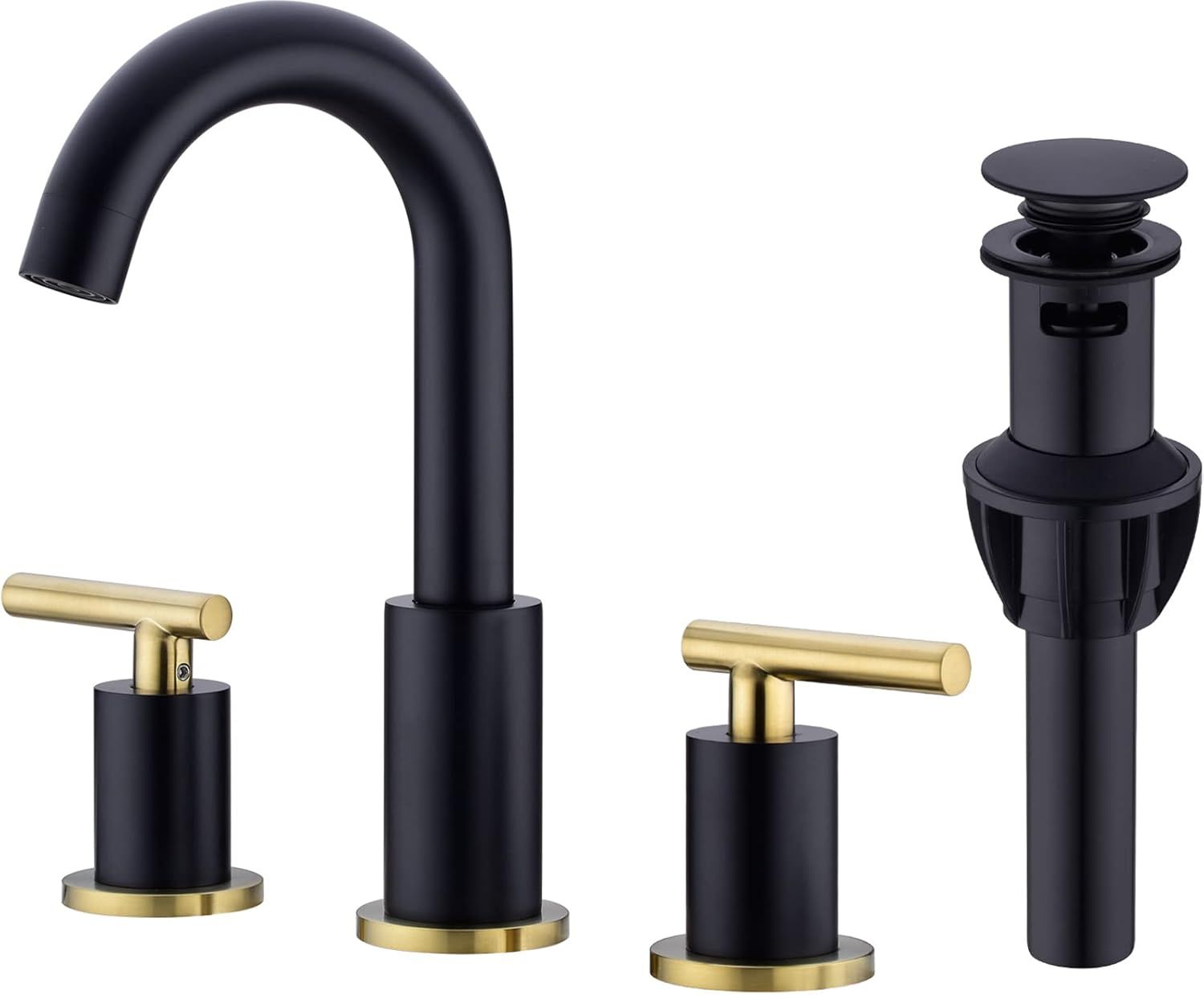 Matte Black and Brushed Gold Brass Double Handle Faucet