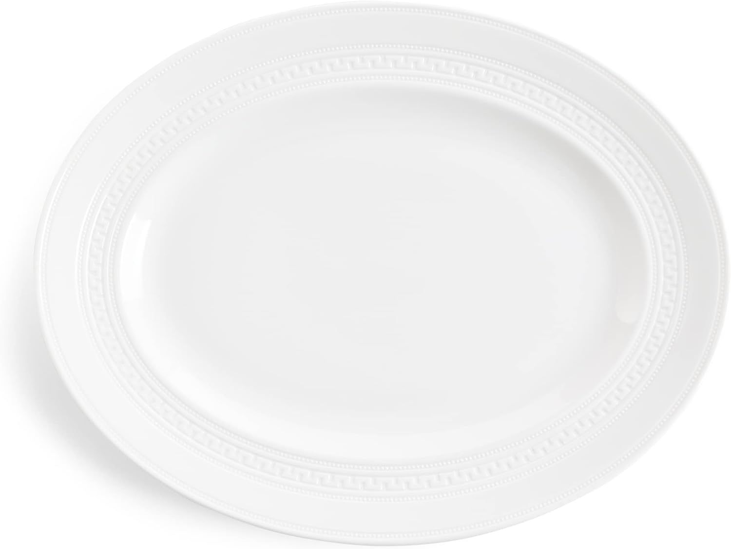 White Ceramic Oval Platter with Intricate Detailing