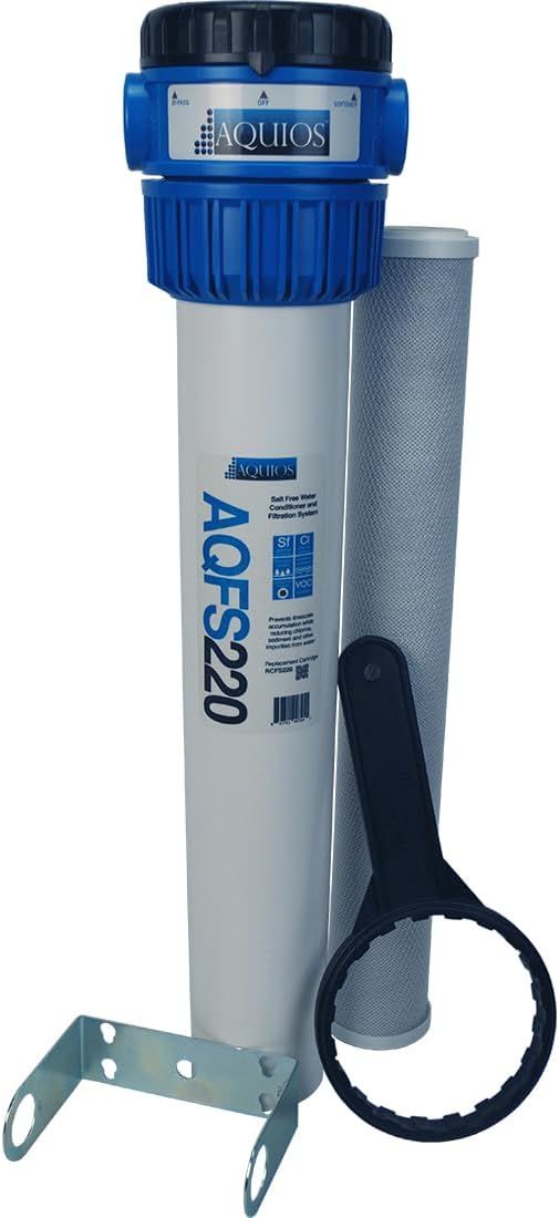 Aquios White and Blue Salt-Free Water Softener and Filter System