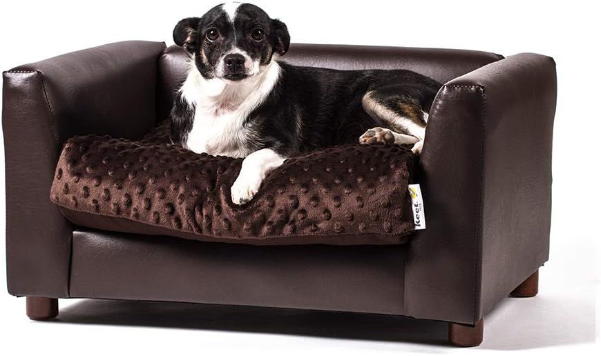 Small Orthopedic Chocolate Leatherette Dog Sofa Bed