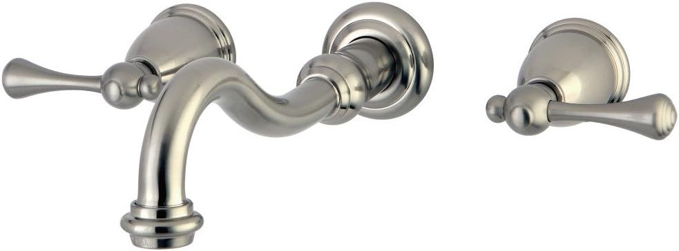 Brushed Nickel Wall Mount Bathroom Faucet with Solid Brass Construction