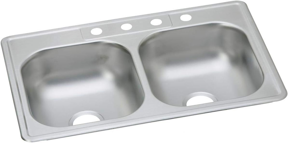 Dayton Equal Double Bowl Drop-In Stainless Steel Sink with Three Holes