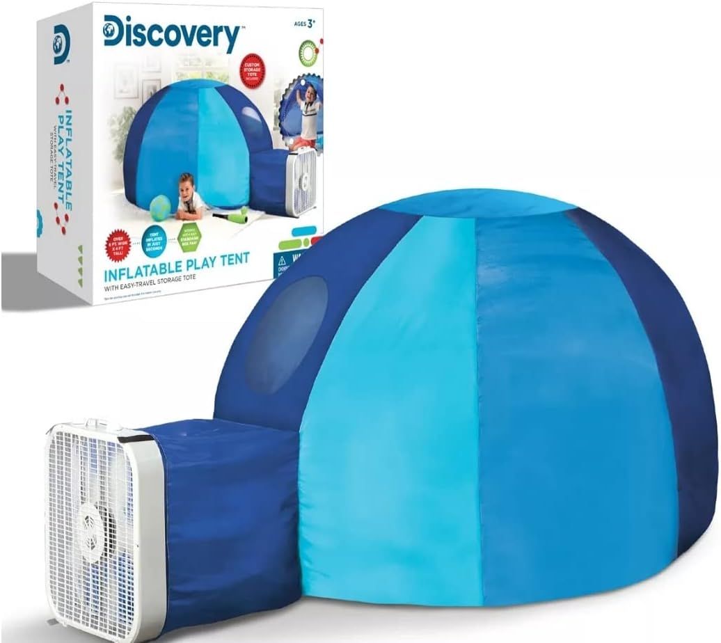 Blue Inflatable Play Tent for Kids with Fan